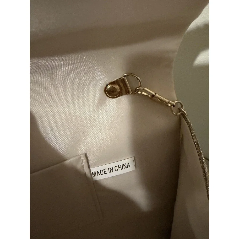 OTD Land Gold Beaded Glitter Clutch, Snap, Detach Chain Crossbody Strap